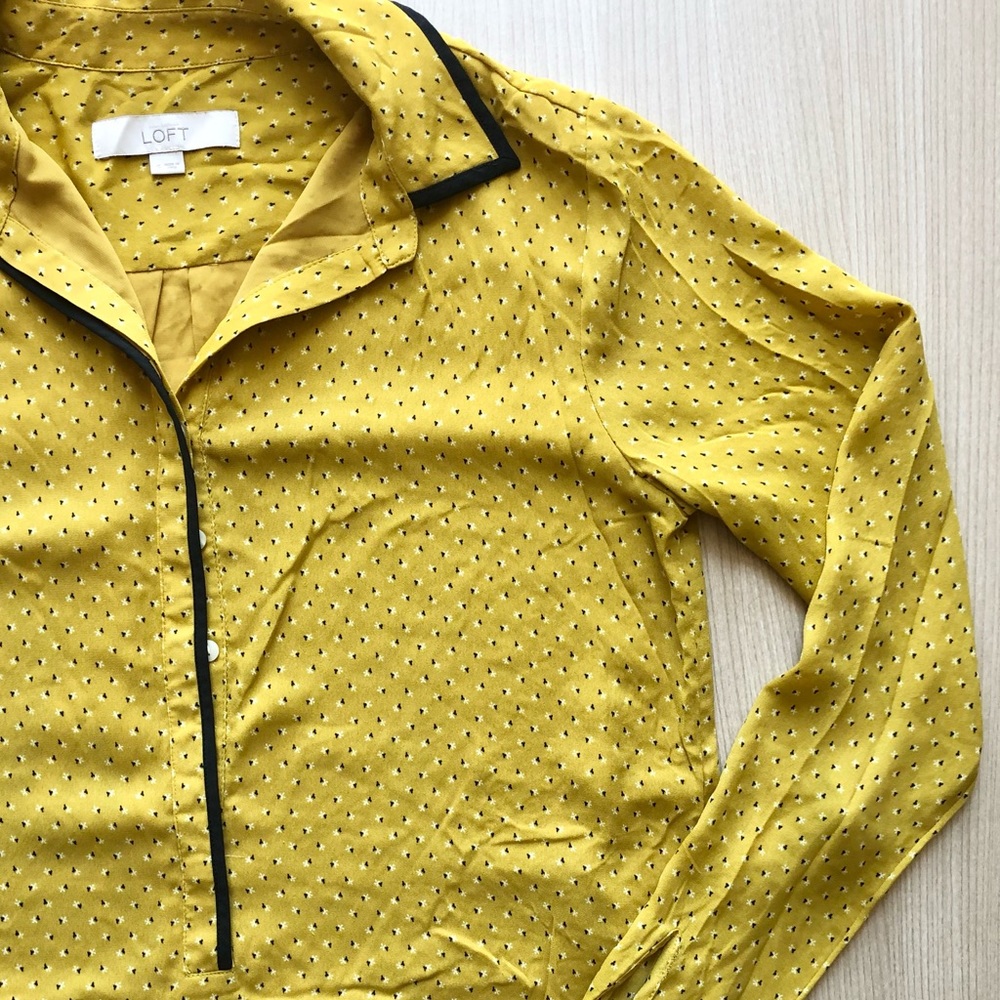 Ann Taylor LOFT Yellow Collar Mini Dress